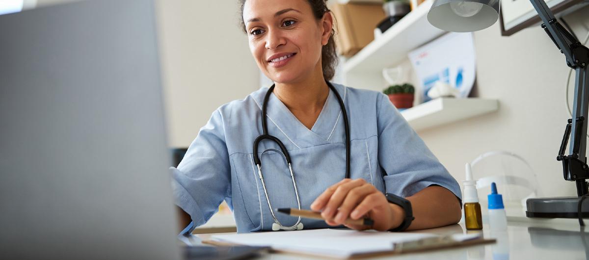 doctor in hospital with computer